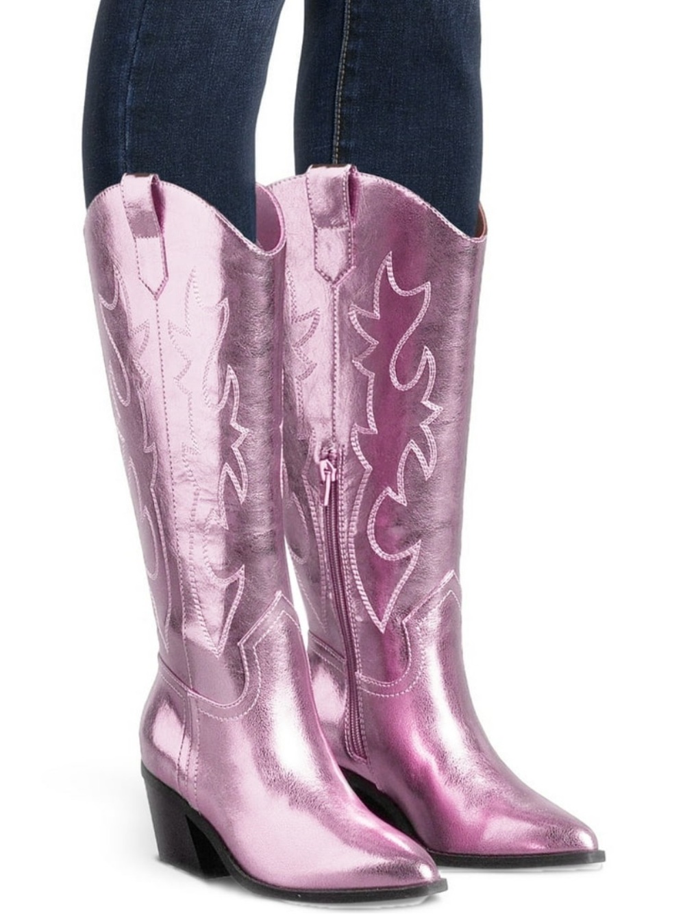 Madden Girl Metallic Pink Western Knee Boots